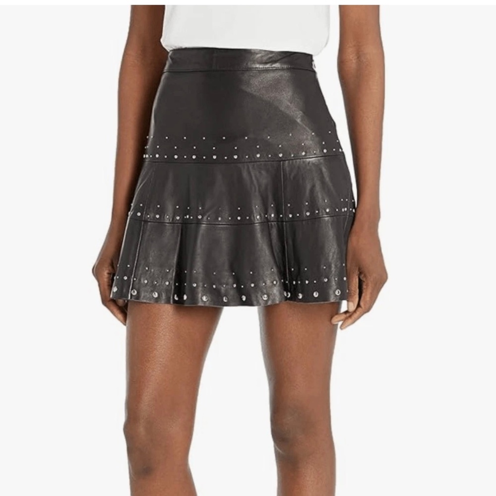 Parker Alex studded leather mini skirt NWT MSRP $398 - Picture 1 of 7